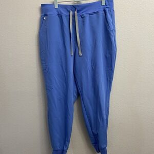 FIGS Womens Zamora Jogger‎ Scrub Pants Size XL Petite Cargo Zip Pocket Blue